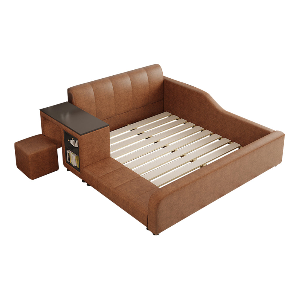 LIVARA Model-1066 120cm/135cm/150cm/180cm With Solid Leather Fabric Frame Wood Waxed Bed Desk