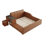 LIVARA Model-1066 120cm/135cm/150cm/180cm With Solid Leather Fabric Frame Wood Waxed Bed Desk