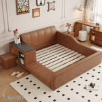 LIVARA Model-1066 120cm/135cm/150cm/180cm With Solid Leather Fabric Frame Wood Waxed Bed Desk
