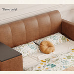LIVARA Model-1066 120cm/135cm/150cm/180cm With Solid Leather Fabric Frame Wood Waxed Bed Desk