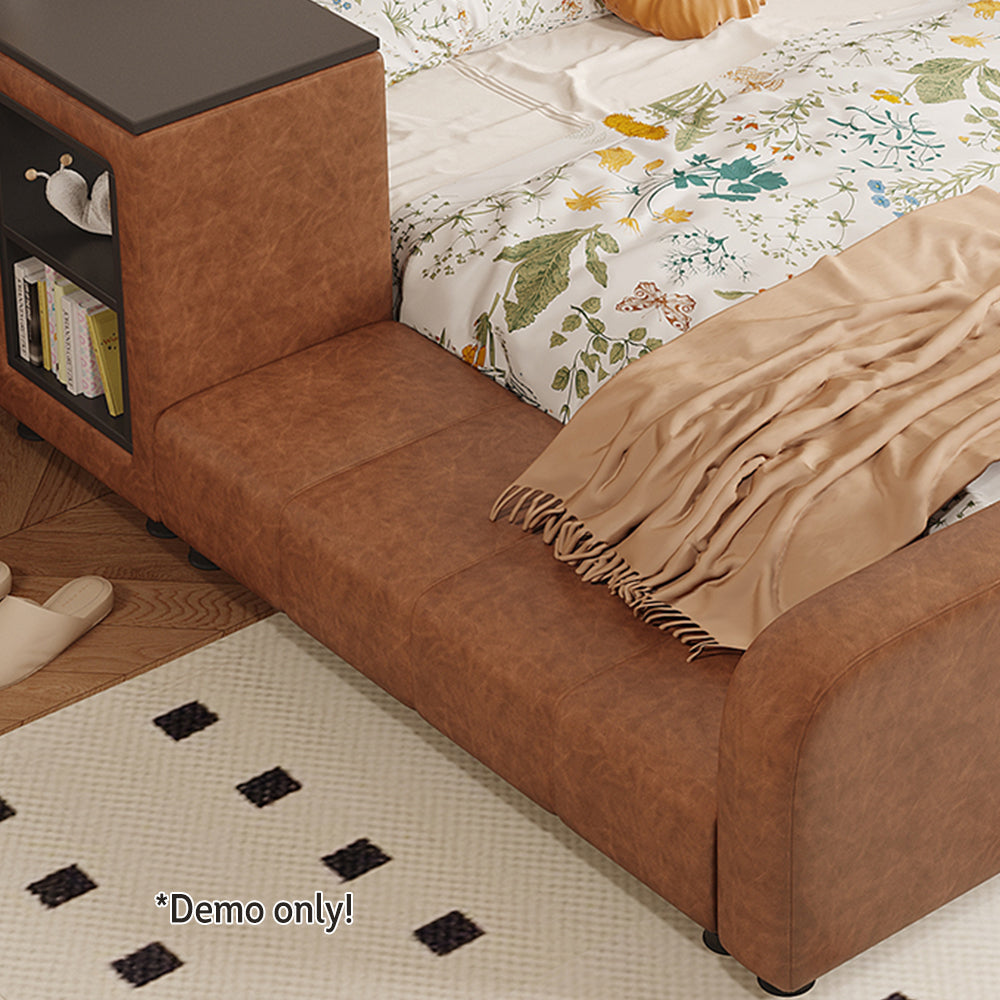 LIVARA Model-1066 120cm/135cm/150cm/180cm With Solid Leather Fabric Frame Wood Waxed Bed Desk