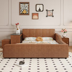LIVARA Model-1066 120cm/135cm/150cm/180cm With Solid Leather Fabric Frame Wood Waxed Bed Desk