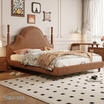 LIVARA Model-1067 150cm/180cm Wood Leather Fabric Bed Waxed Solid Frame