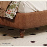 LIVARA Model-1067 150cm/180cm Wood Leather Fabric Bed Waxed Solid Frame