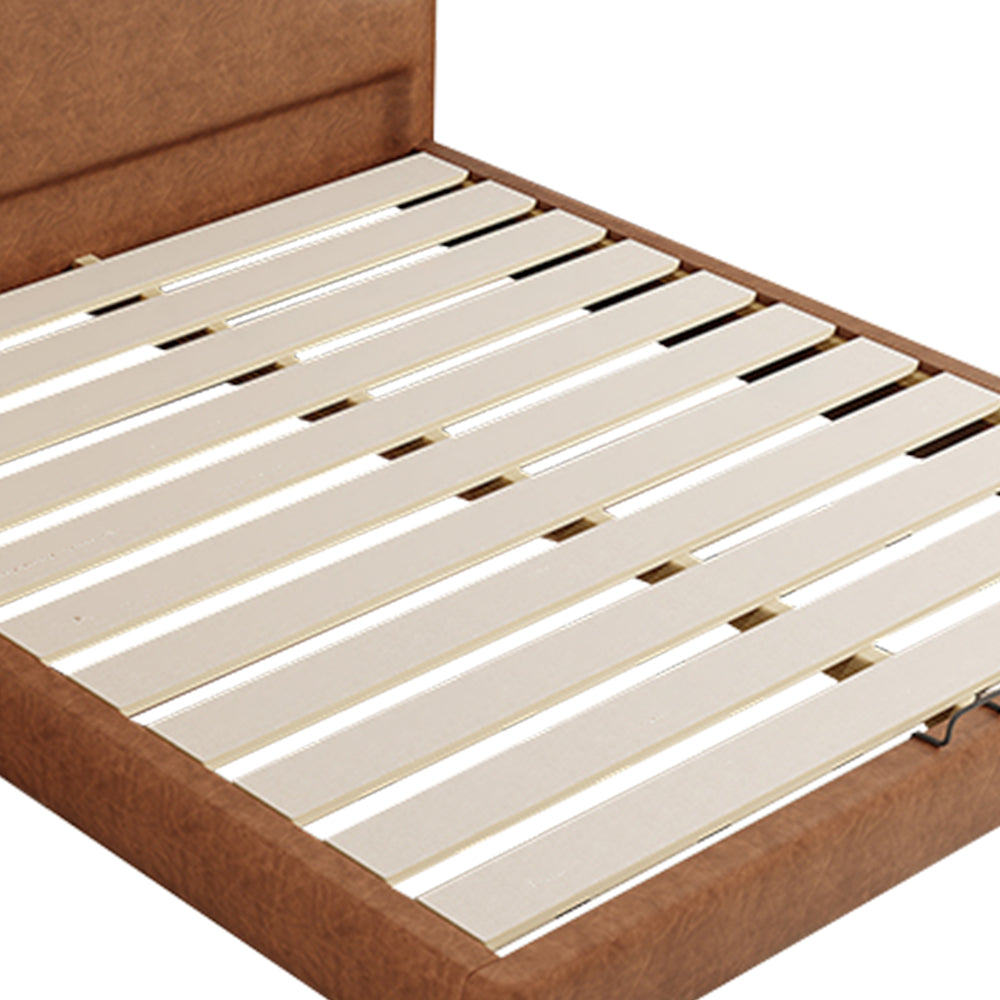LIVARA Model-1067 150cm/180cm Wood Leather Fabric Bed Waxed Solid Frame