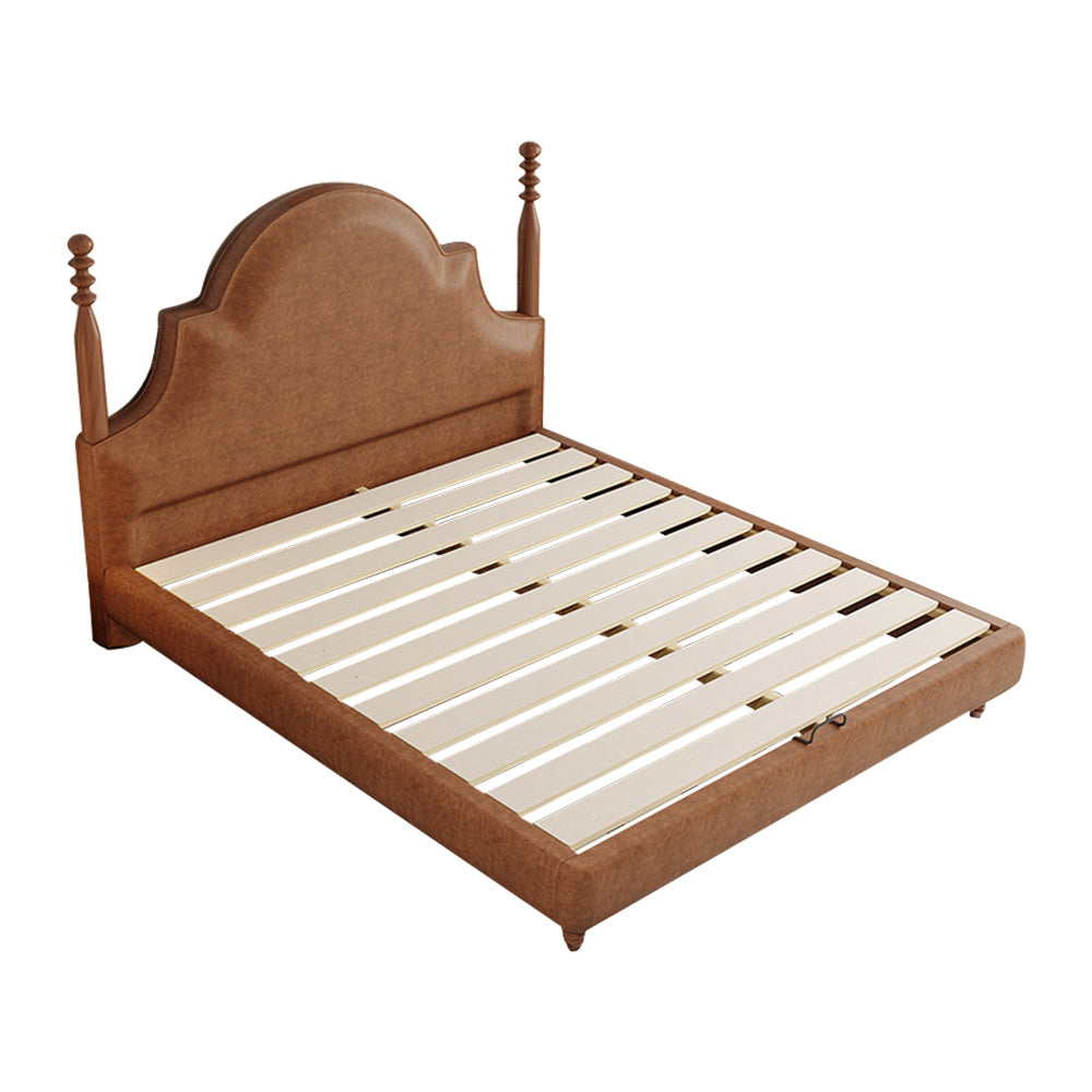LIVARA Model-1067 150cm/180cm Wood Leather Fabric Bed Waxed Solid Frame