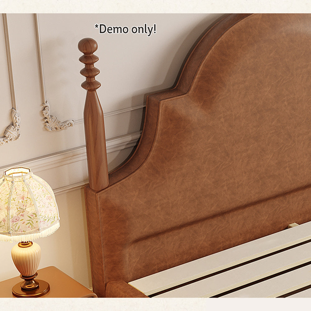 LIVARA Model-1067 150cm/180cm Wood Leather Fabric Bed Waxed Solid Frame