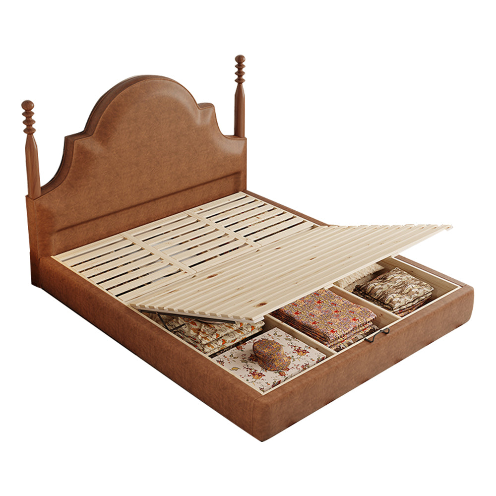 LIVARA Model-1067 150cm/180cm Wood Leather Fabric Bed Waxed Solid Frame