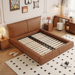 LIVARA Model-1068 150cm/180cm Wood Waxed Fabric Leather Solid Bed Frame