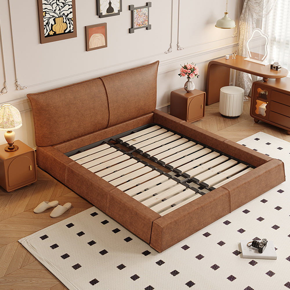 LIVARA Model-1068 150cm/180cm Wood Waxed Fabric Leather Solid Bed Frame