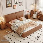 LIVARA Model-1068 150cm/180cm Wood Waxed Fabric Leather Solid Bed Frame