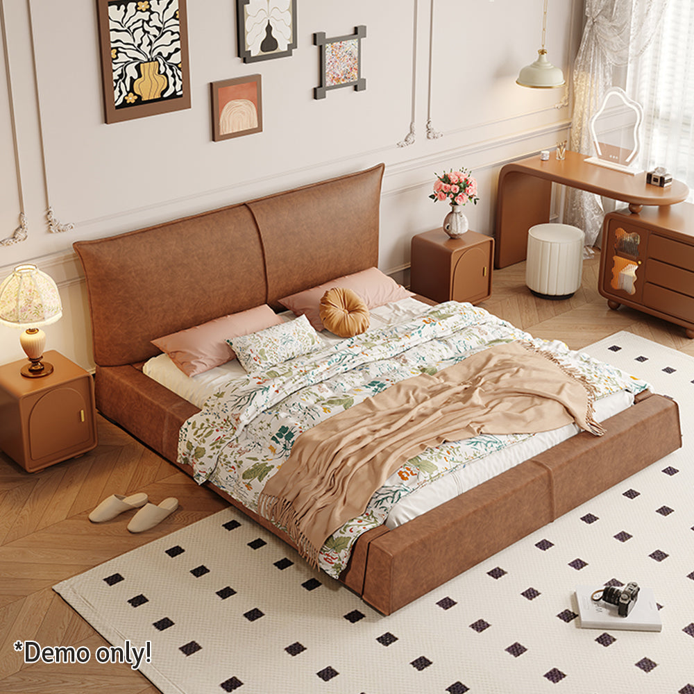 LIVARA Model-1068 150cm/180cm Wood Waxed Fabric Leather Solid Bed Frame