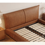 LIVARA Model-1068 150cm/180cm Wood Waxed Fabric Leather Solid Bed Frame