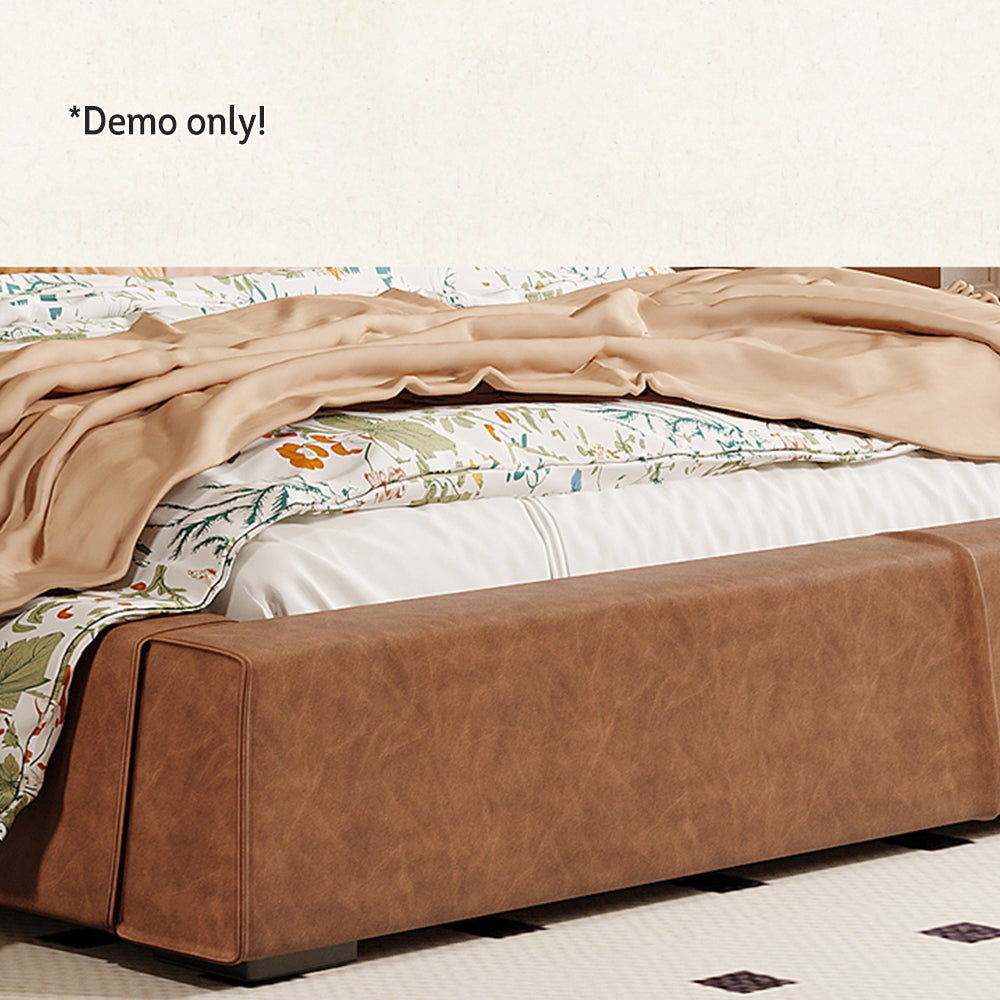 LIVARA Model-1068 150cm/180cm Wood Waxed Fabric Leather Solid Bed Frame