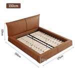LIVARA Model-1068 150cm/180cm Wood Waxed Fabric Leather Solid Bed Frame