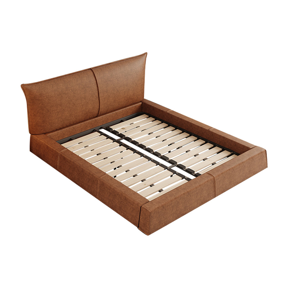 LIVARA Model-1068 150cm/180cm Wood Waxed Fabric Leather Solid Bed Frame