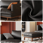LIVARA 220cm Fabric Waxed Leather Length Solid Sofa Wood Oil Frame