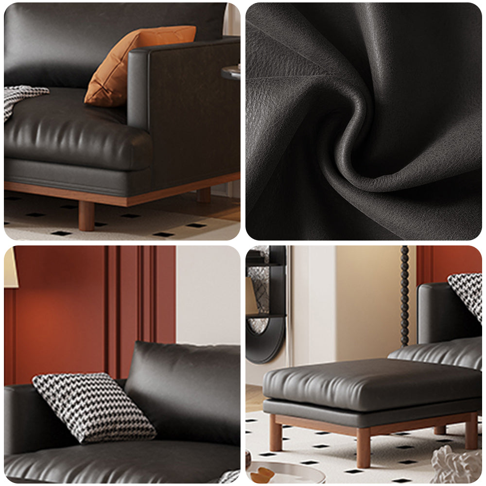 LIVARA 220cm Fabric Waxed Leather Length Solid Sofa Wood Oil Frame