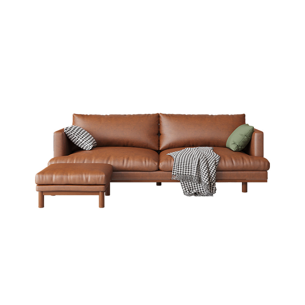 LIVARA 220cm Fabric Waxed Leather Length Solid Sofa Wood Oil Frame