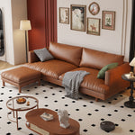 LIVARA 220cm Fabric Waxed Leather Length Solid Sofa Wood Oil Frame