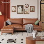 LIVARA 220cm Fabric Waxed Leather Length Solid Sofa Wood Oil Frame