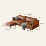 LIVARA 220cm Fabric Waxed Leather Length Solid Sofa Wood Oil Frame