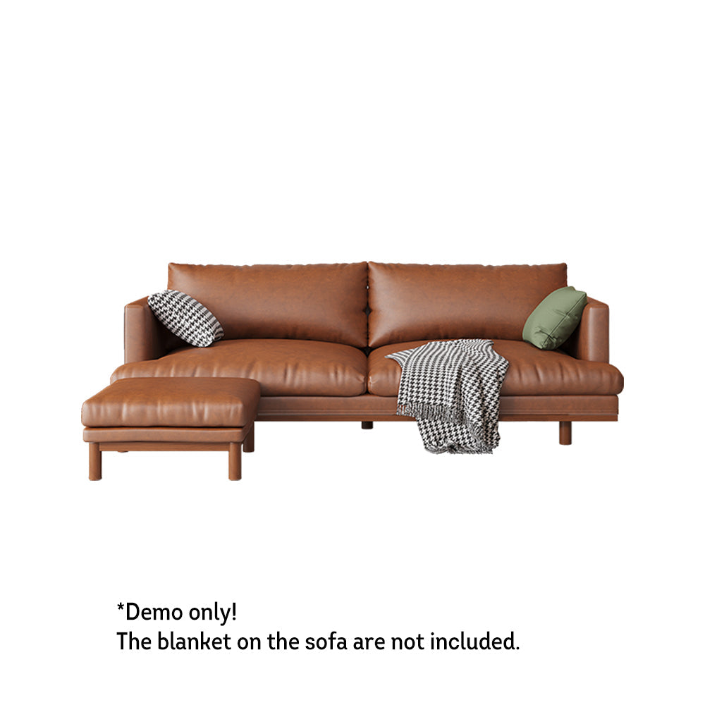 LIVARA 220cm Fabric Waxed Leather Length Solid Sofa Wood Oil Frame