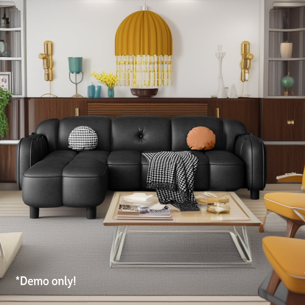 LIVARA 260cm/290cm/330cm Length Solid Wood Fabric Sofa Waxed Oil Leather Frame