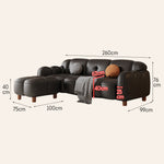 LIVARA 260cm/290cm/330cm Length Solid Wood Fabric Sofa Waxed Oil Leather Frame