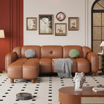 LIVARA 260cm/290cm/330cm Length Solid Wood Fabric Sofa Waxed Oil Leather Frame