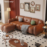 LIVARA 260cm/290cm/330cm Length Solid Wood Fabric Sofa Waxed Oil Leather Frame