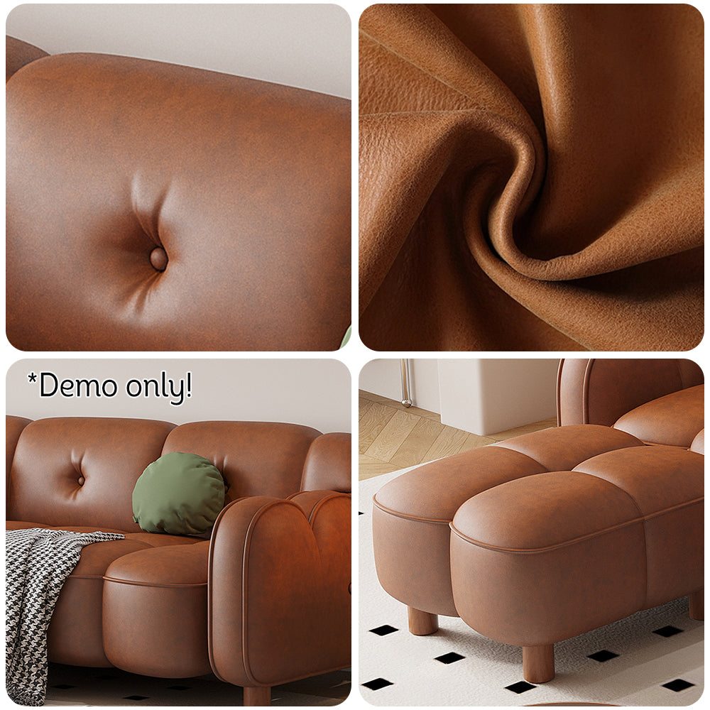 LIVARA 260cm/290cm/330cm Length Solid Wood Fabric Sofa Waxed Oil Leather Frame
