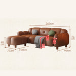 LIVARA 260cm/290cm/330cm Length Solid Wood Fabric Sofa Waxed Oil Leather Frame
