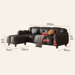 LIVARA 260cm/290cm/330cm Length Solid Wood Fabric Sofa Waxed Oil Leather Frame