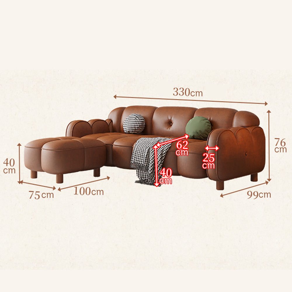 LIVARA 260cm/290cm/330cm Length Solid Wood Fabric Sofa Waxed Oil Leather Frame
