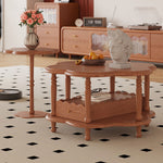 LIVARA Solid Coffee Table With Drawer /Side Set Table Flower-Shaped - Wood Walnut