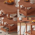 LIVARA Solid Coffee Table With Drawer /Side Set Table Flower-Shaped - Wood Walnut