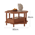 LIVARA Solid Coffee Table With Drawer /Side Set Table Flower-Shaped - Wood Walnut