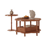 LIVARA Solid Coffee Table With Drawer /Side Set Table Flower-Shaped - Wood Walnut