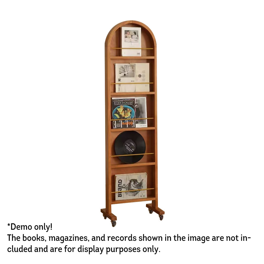 LIVARA Solid Mirror/Magazine Swivel Rack Dressing Wood With Casters