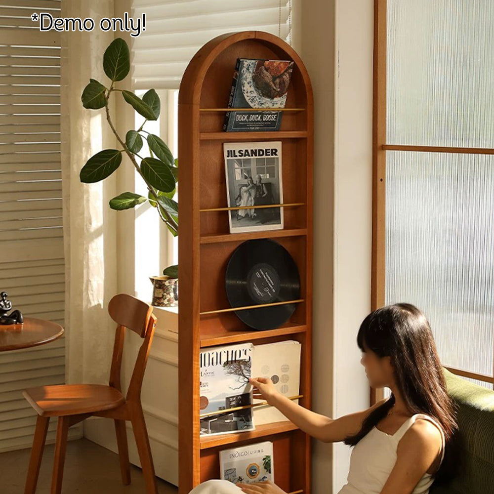 LIVARA Solid Mirror/Magazine Swivel Rack Dressing Wood With Casters