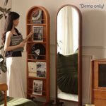 LIVARA Solid Mirror/Magazine Swivel Rack Dressing Wood With Casters