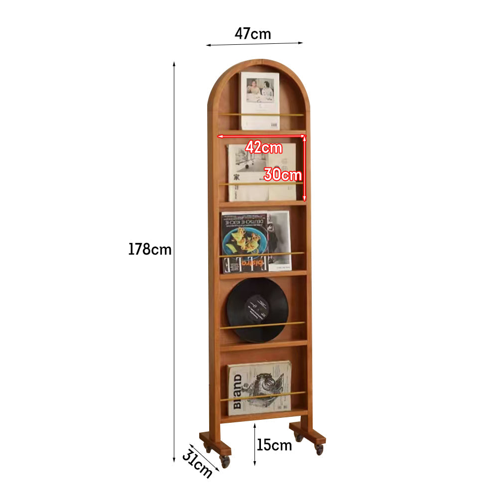 LIVARA Solid Mirror/Magazine Swivel Rack Dressing Wood With Casters