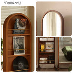 LIVARA Solid Mirror/Magazine Swivel Rack Dressing Wood With Casters