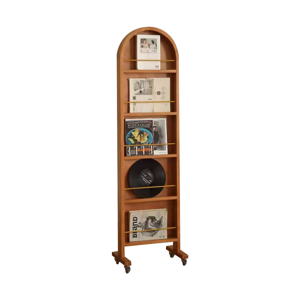 LIVARA Solid Mirror/Magazine Swivel Rack Dressing Wood With Casters
