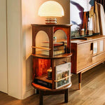 LIVARA Rotatable Table Solid Wood Side Bookshelf Sofa Cabinet