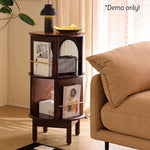LIVARA Rotatable Table Solid Wood Side Bookshelf Sofa Cabinet
