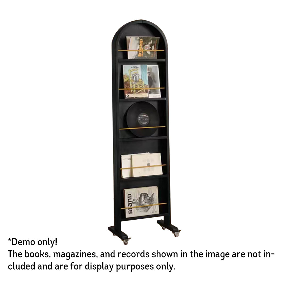 LIVARA Solid Mirror/Magazine Swivel Rack Dressing Wood With Casters