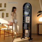 LIVARA Solid Mirror/Magazine Swivel Rack Dressing Wood With Casters