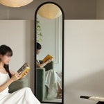 LIVARA Solid Mirror/Magazine Swivel Rack Dressing Wood With Casters